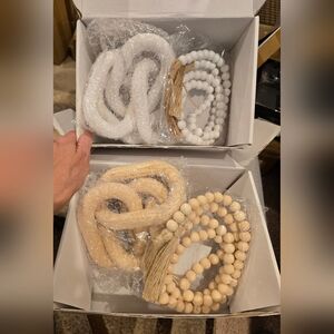 Wooden Decor Set Link And Rope-price Is For 1 Set, White Or Natural